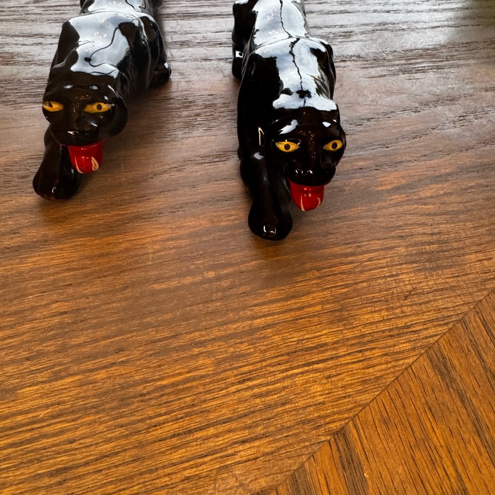 Black Panther Figurines with Red Accents